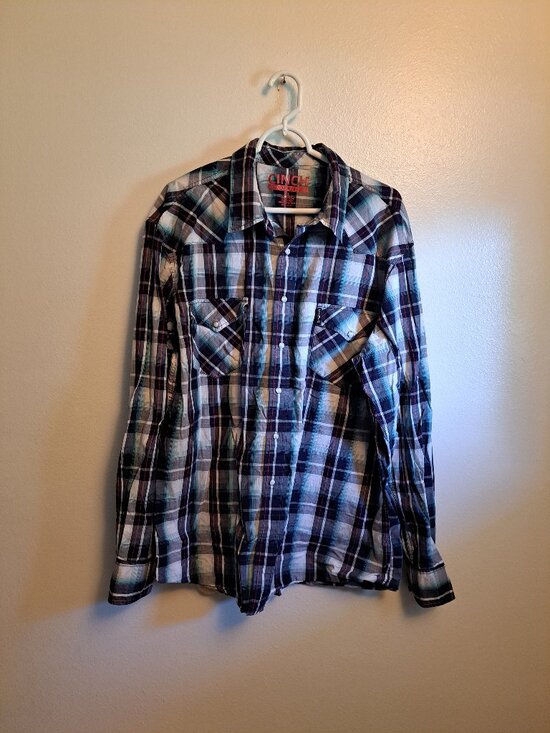 Cinch Other - Cinch Blue & Red Plaid Pearl Snap Modern Fit Western Cowboy Long Sleeve Shirt